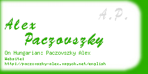 alex paczovszky business card